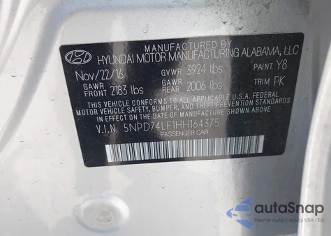 2017 Hyundai Elantra Se из США, поврежденный, VIN 5NPD74LF1HH164375